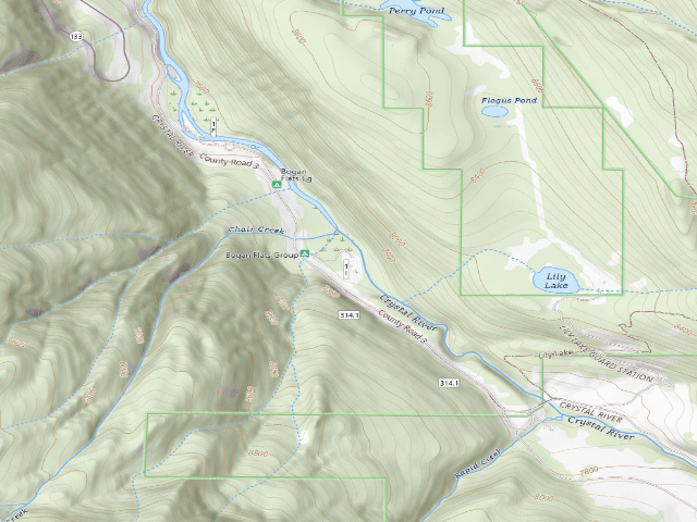 USGS topographic map of Bogan Flats Group Campground