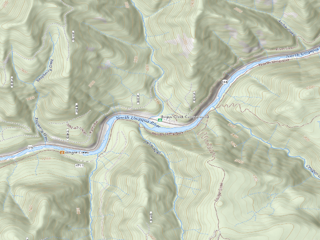 USGS topographic map of Bogus Creek Campground