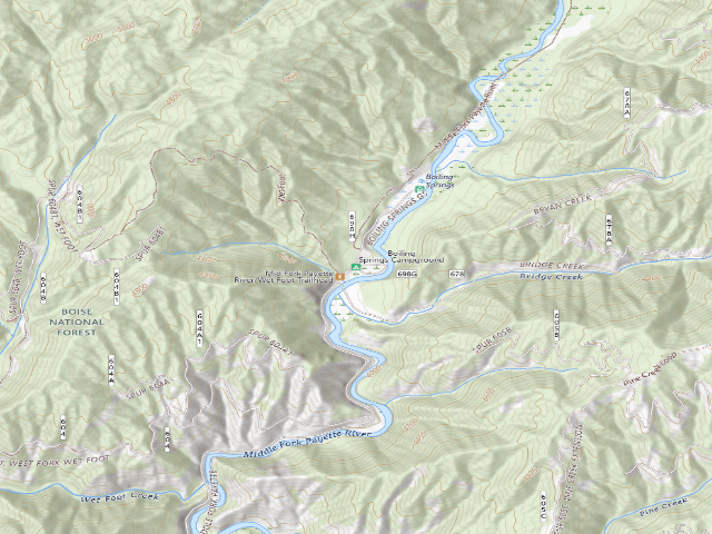 USGS topographic map of Boiling Springs Campground