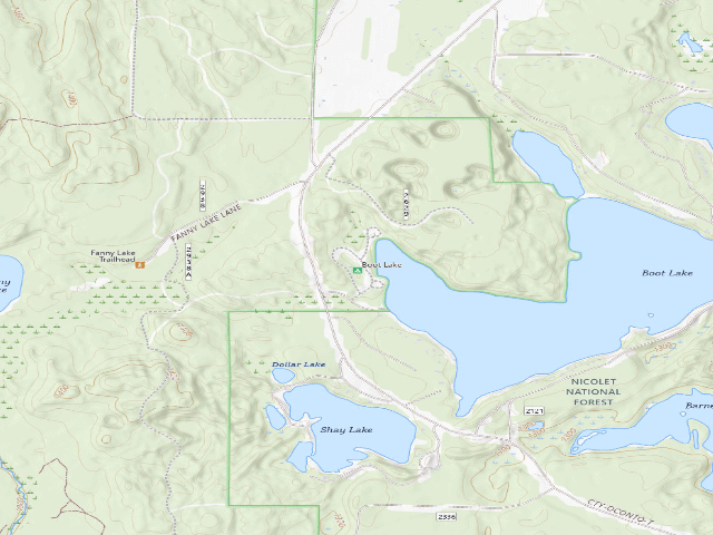 USGS topographic map of Boot Lake Campground