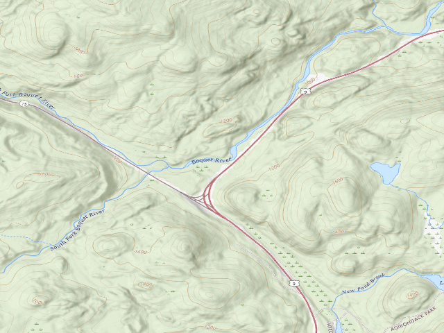 USGS topographic map of Boquet River Just East Of Jct. 9 & 73 Campsite [DEC #13935] (Giant Mountain Wilderness)
