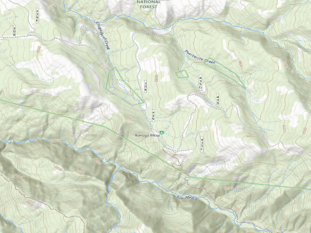 USGS topographic map of Borrego Mesa Campground