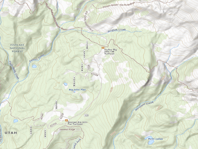 USGS topographic map of Bosman-Big John Flat Trailhead