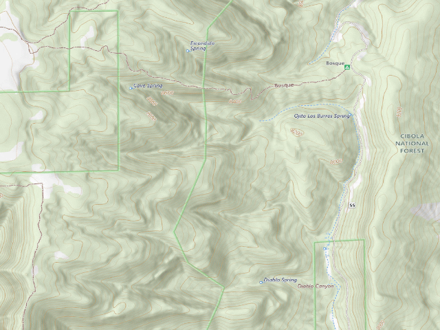 USGS topographic map of Bosque Campground