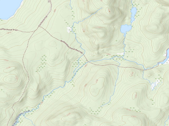 USGS topographic map of Botherton Trail Campsite (Siamese Ponds Wilderness)