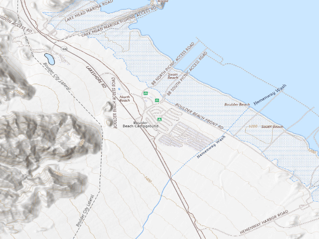 USGS topographic map of Boulder Beach Campground