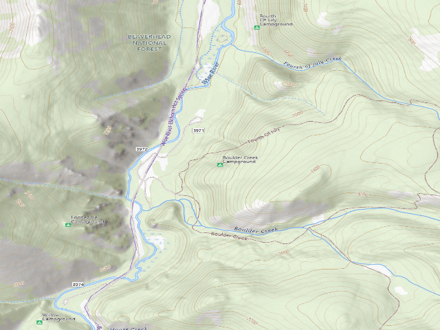 USGS topographic map of Boulder Creek Campground