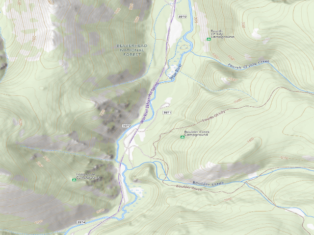 USGS topographic map of Boulder Creek Campground