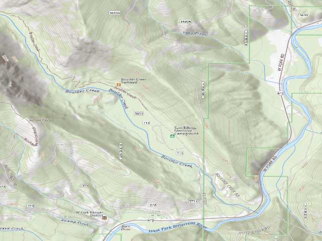 USGS topographic map of Boulder Creek Horse Camp