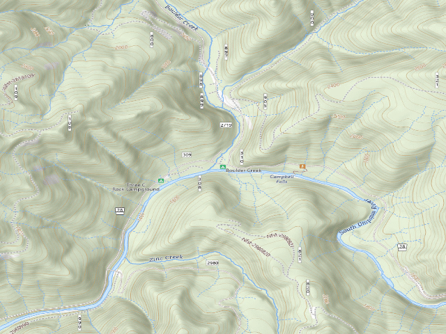 USGS topographic map of Boulder Creek