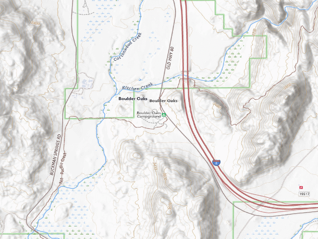 USGS topographic map of Boulder Oaks Campground