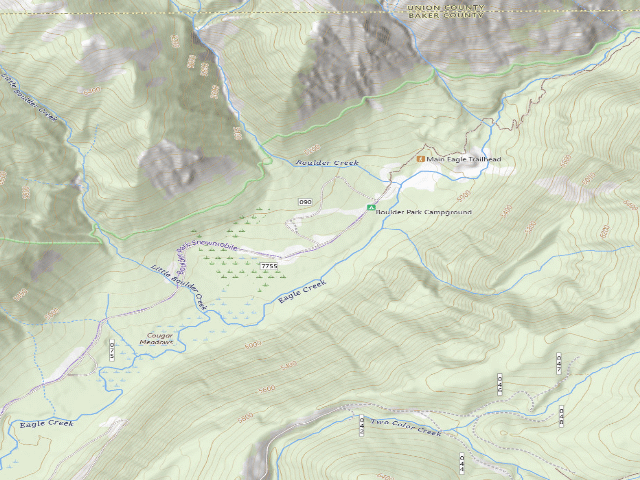 USGS topographic map of Boulder Park Campground