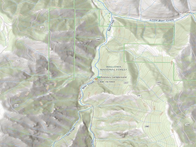 USGS topographic map of Boundary Campground