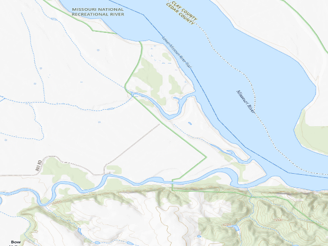 USGS topographic map of Bow Creek Recreation Area (Missouri NRR)