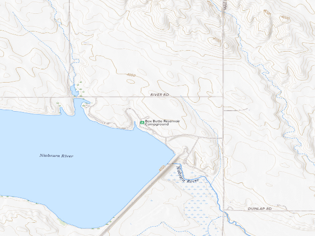 USGS topographic map of Box Butte Reservoir SRA