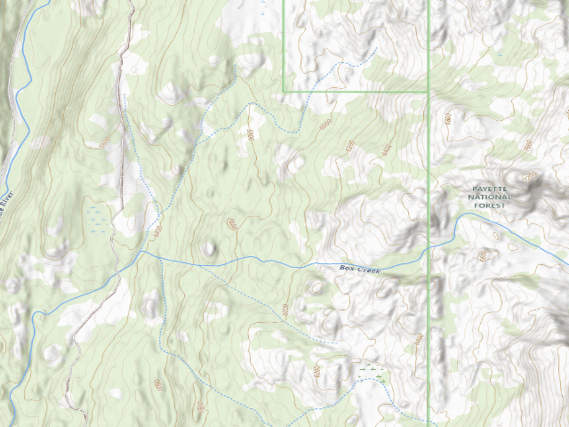 USGS topographic map of Box Creek Wilderness Study Area