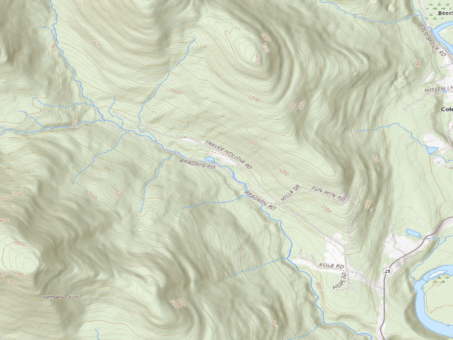 USGS topographic map of Bradkin primitive tent site [DEC #228988] (Slide Mountain Wilderness)