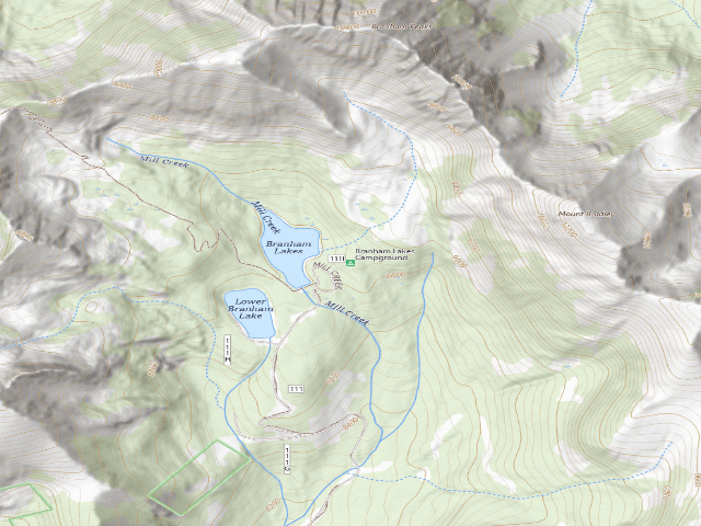 USGS topographic map of Branham Lakes Campground