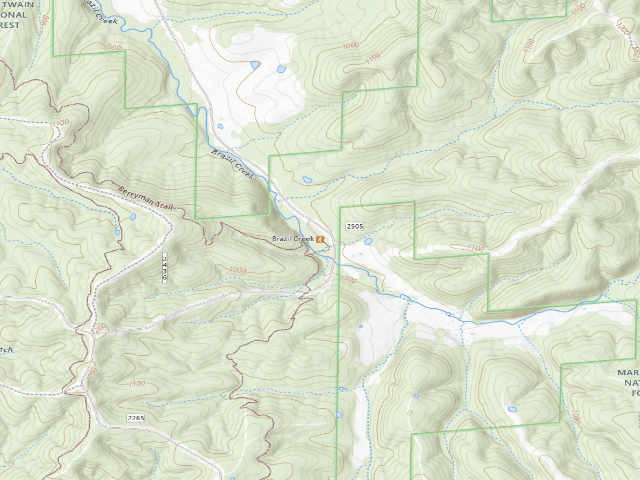 USGS topographic map of Brazil Creek Trailhead