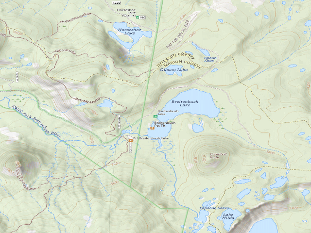 USGS topographic map of Breitenbush Lake