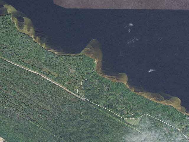 Aerial image of Brevoort Dam Dispersed Camping Area