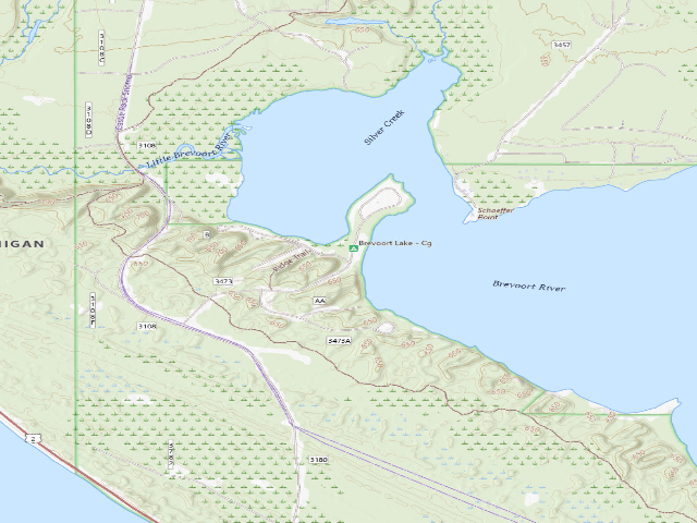 USGS topographic map of Brevoort Lake - Cg