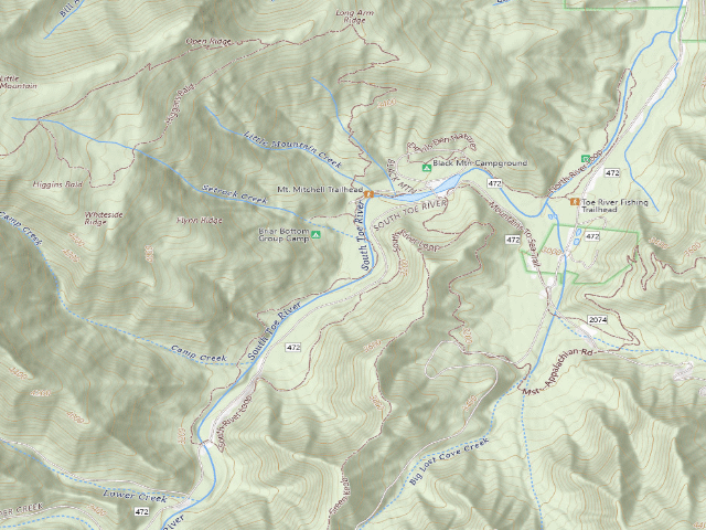 USGS topographic map of Briar Bottom Campground