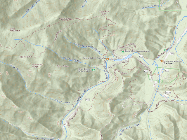 USGS topographic map of Briar Bottom Group Camp