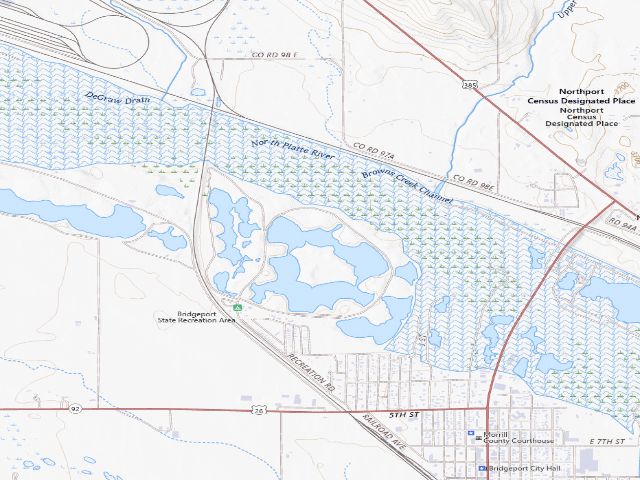 USGS topographic map of Bridgeport SRA