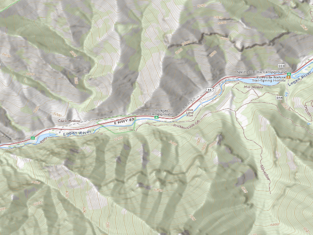 USGS topographic map of Bridger Campground