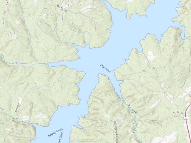 USGS topographic map of Briery Creek WMA