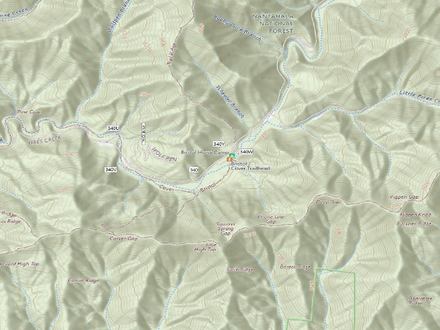 USGS topographic map of Bristol Horse Camp