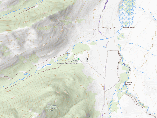 USGS topographic map of Broad Canyon Campground/Trailhead