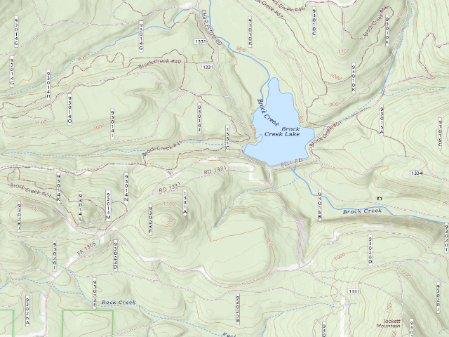 USGS topographic map of Brock Creek Campground & Trailhead