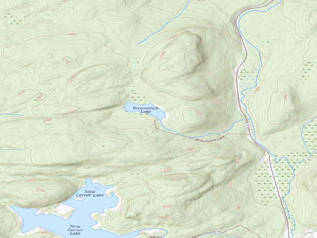 USGS topographic map of Broomstick Lake #1 (Ferris Lake Wild Forest)