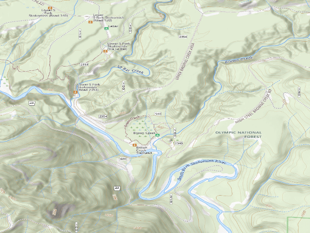 USGS topographic map of Brown Creek Horse Campground