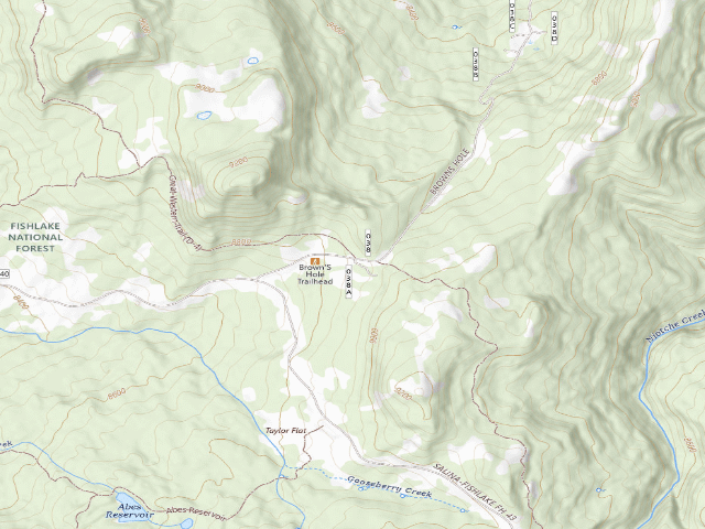 USGS topographic map of Brown's Hole Trailhead