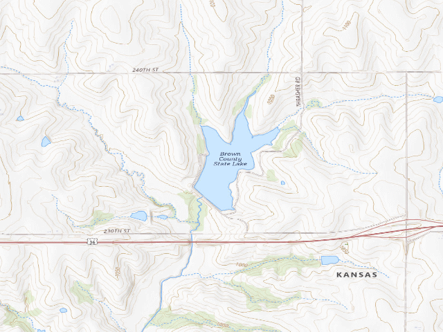 USGS topographic map of Brown State Fishing Lake