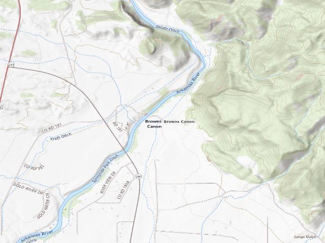 USGS topographic map of Browns Canyon National Monument