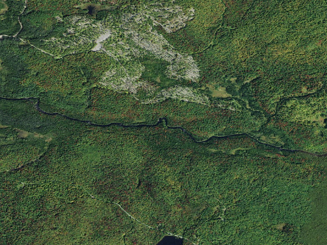 Aerial image of Brumagin Rapids Campsite (Grass River Wild Forest)