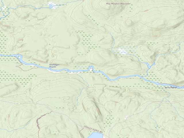 USGS topographic map of Brumagin Rapids Campsite (Grass River Wild Forest)