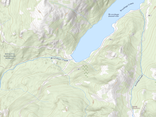 USGS topographic map of Brundage Reservoir Dispersed