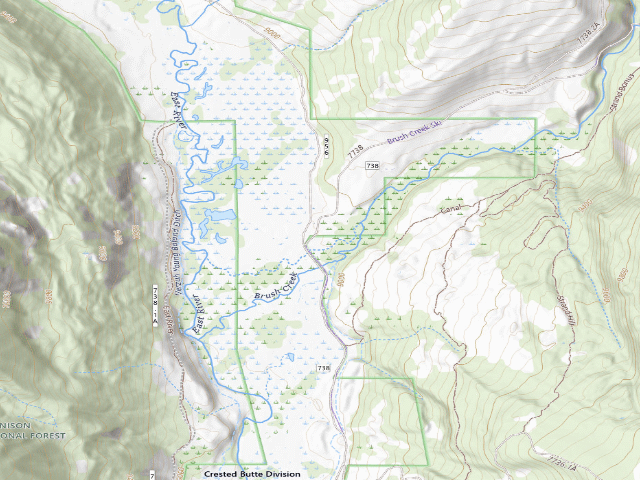 USGS topographic map of Brush Creek Designated Camping Area