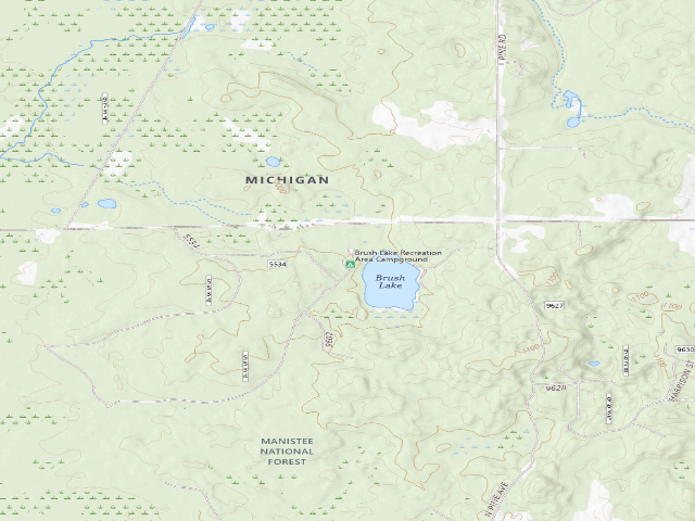 USGS topographic map of Brush Lake Campground