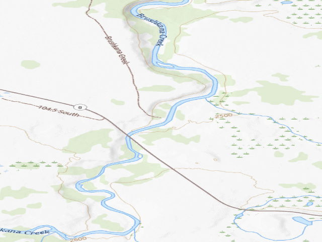 USGS topographic map of Brushkana Creek Campground (Denali Highway MP 104.5)