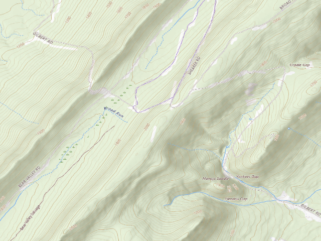 USGS topographic map of Buchanan State Forest roadside campsite BV001 Bums Inn