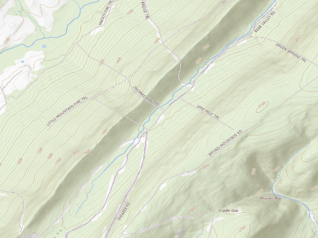 USGS topographic map of Buchanan State Forest roadside campsite BV002 Two Mile