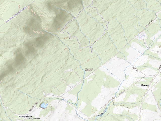 USGS topographic map of Buchanan State Forest roadside campsite BV003 Letterkenny