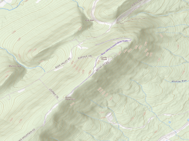 USGS topographic map of Buchanan State Forest roadside campsite BV008 Clarks Knob