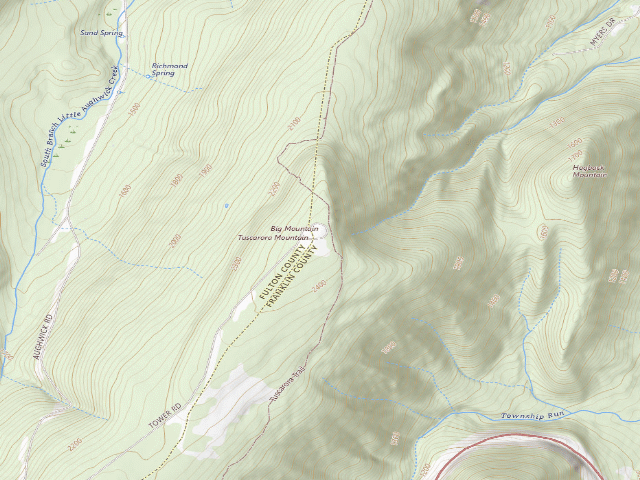 USGS topographic map of Buchanan State Forest roadside campsite BV009 Tower